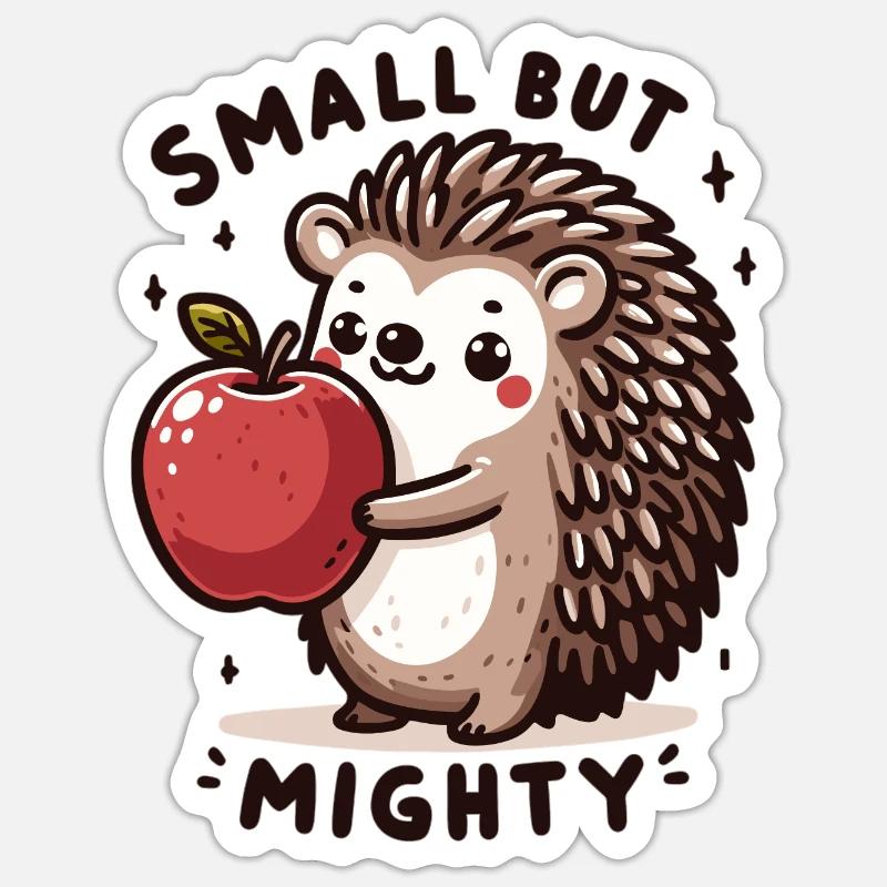Hérisson mignon avec pomme Sticker taille S (10 x 10 cm)