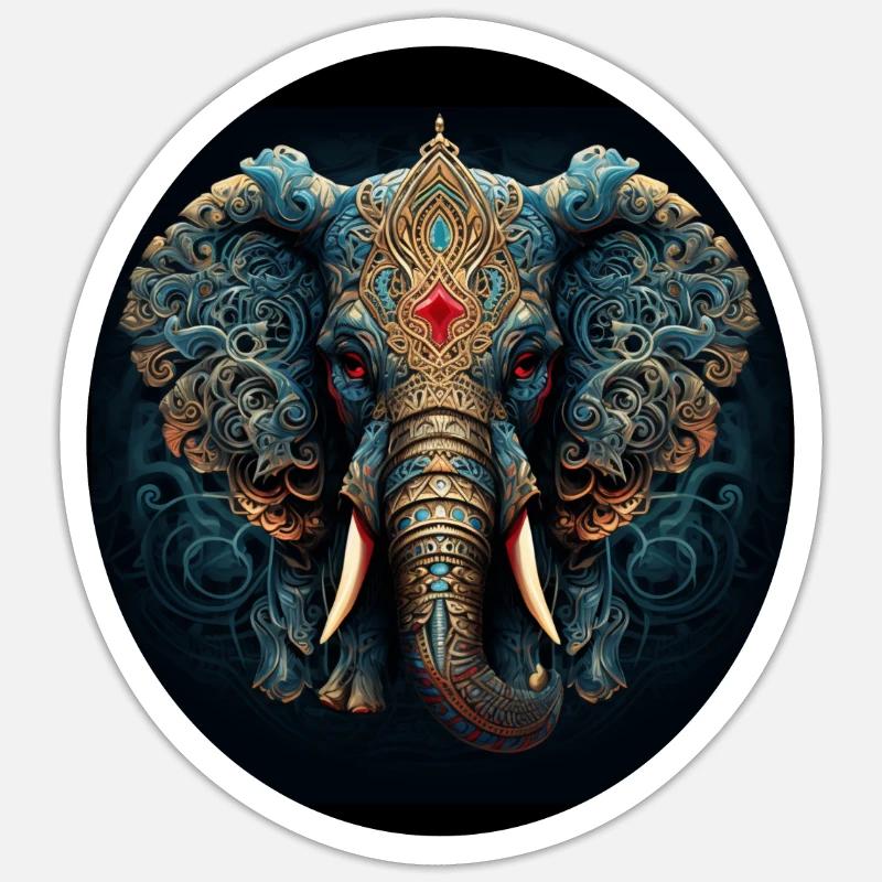 Blauer Mandala Elefant Sticker Größe S (10 x 10 cm)