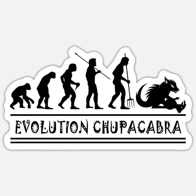 Kryptozoologen Chupacabra-Kreaturen Evolution - Sticker Größe S (10 x 10 cm) - Mattweiß