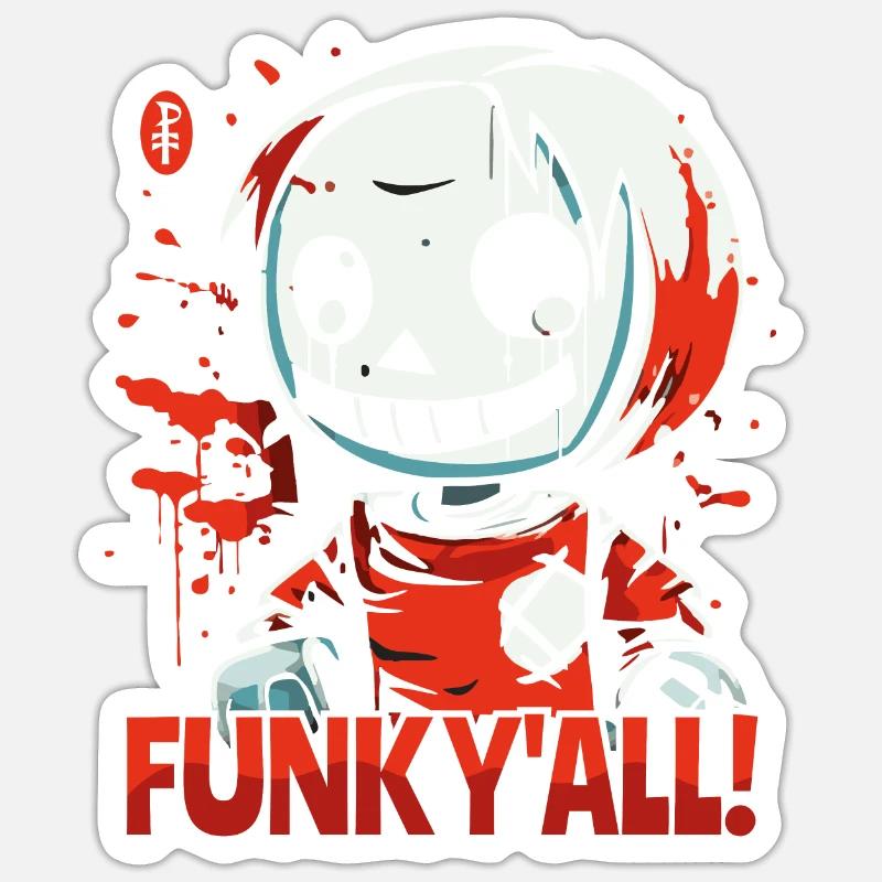 Funked Euch Alle! Horrorpuppe mit Schnauze voll - Sticker Größe S (10 x 10 cm) - Mattweiß