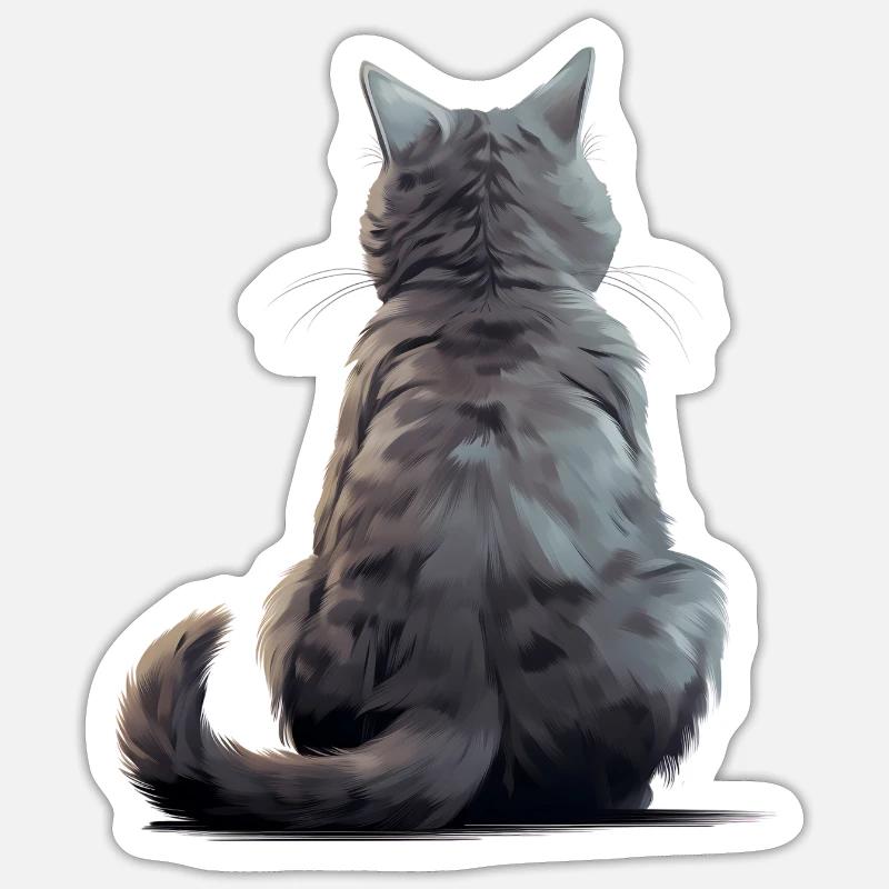 Chat Chartreux - Sticker taille S (10 x 10 cm) - blanc mat
