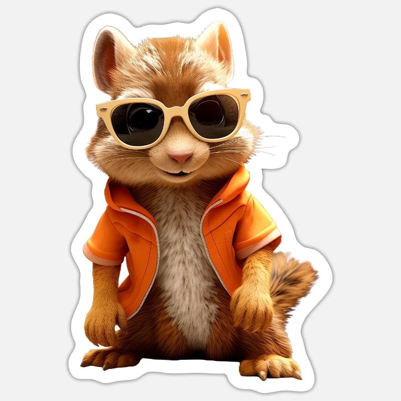 Eichhörnchen Sonnenbrille Ich Liebe Eichhörnchen - Sticker Größe S (10 x 10 cm) - Mattweiß