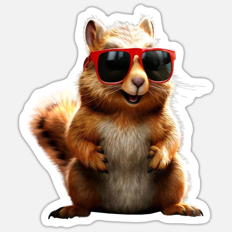 Eichhörnchen Sonnenbrille Ich Liebe Eichhörnchen Sticker Größe S (10 x 10 cm)