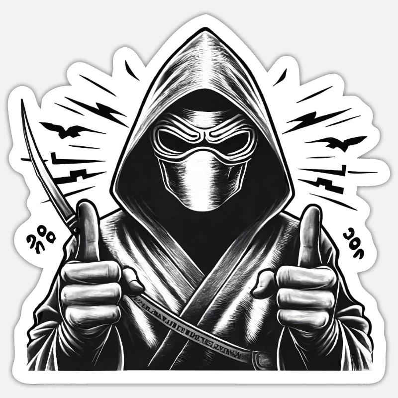 Justicier à capuche - Sticker taille S (10 x 10 cm) - blanc mat