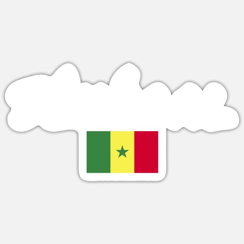 Sénégal Sénégal Drapeau du Sénégal - Sticker taille S (10 x 10 cm) - blanc mat
