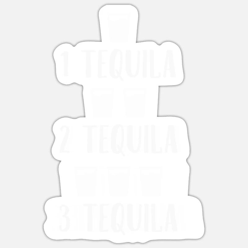 1 Tequila 2 Tequila 3 Tequila verschwommene Schnapsgläser Sticker Größe S (10 x 10 cm)