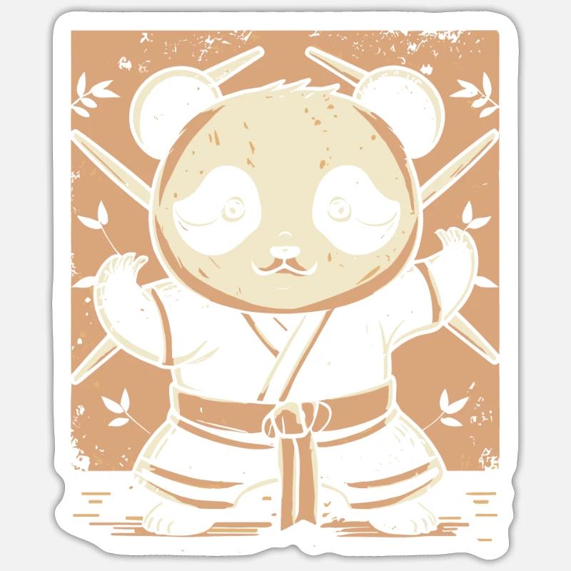 Karaté Panda - Sticker taille S (10 x 10 cm) - blanc mat