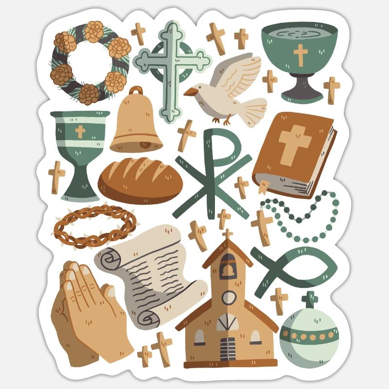 Christianisme - Sticker taille S (10 x 10 cm) - blanc mat