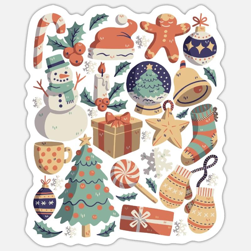 Noël - Sticker taille S (10 x 10 cm) - blanc mat