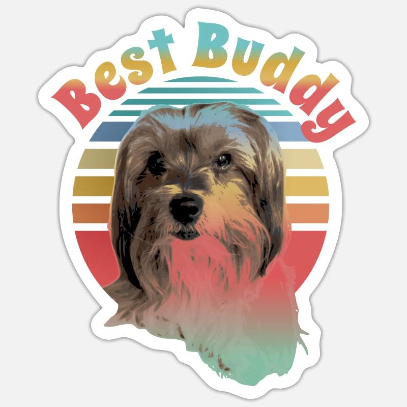 Biewer Terrier, meilleur ami - Sticker taille S (10 x 10 cm) - blanc mat