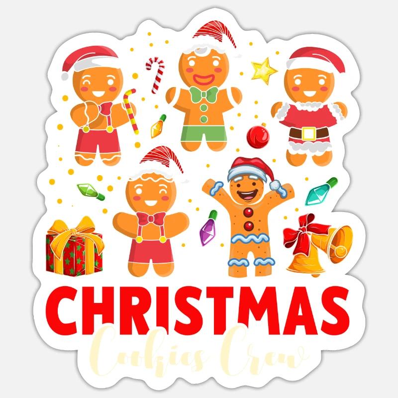 Biscuits de Noël Équipage de biscuits de Noël - Sticker taille S (10 x 10 cm) - blanc mat