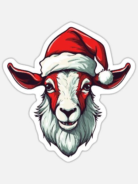 Ziege Weihnachten Tier Porträt Xmas - Sticker Größe S (10 x 10 cm) - Mattweiß