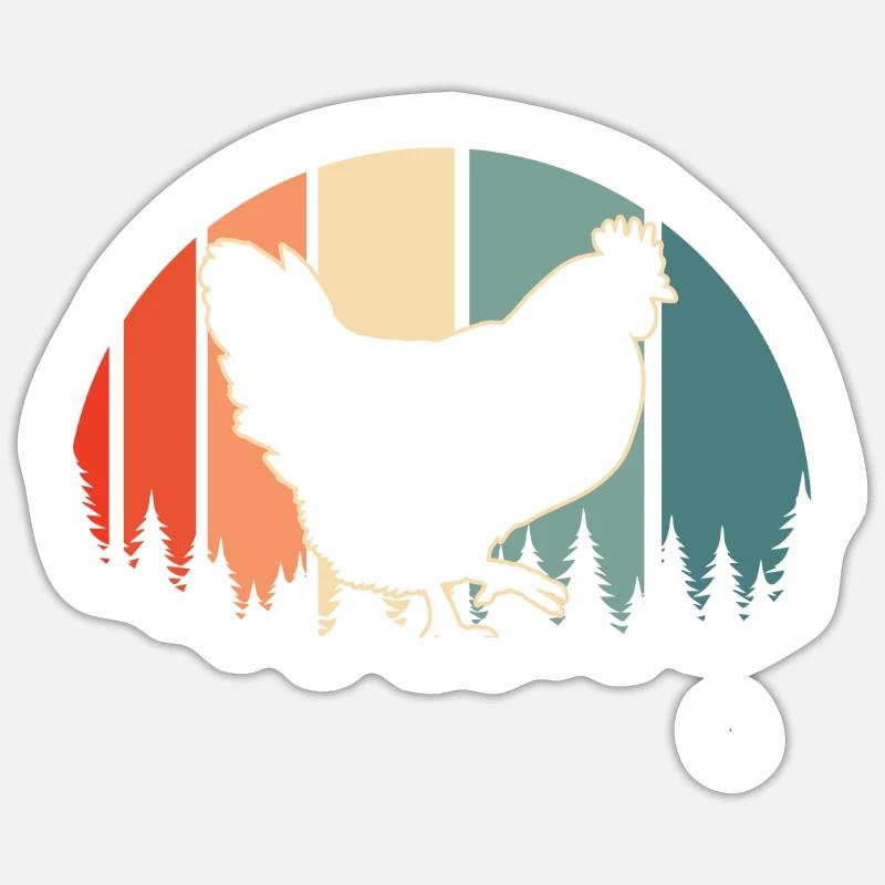 Poule de poulet - Sticker taille S (10 x 10 cm) - blanc mat