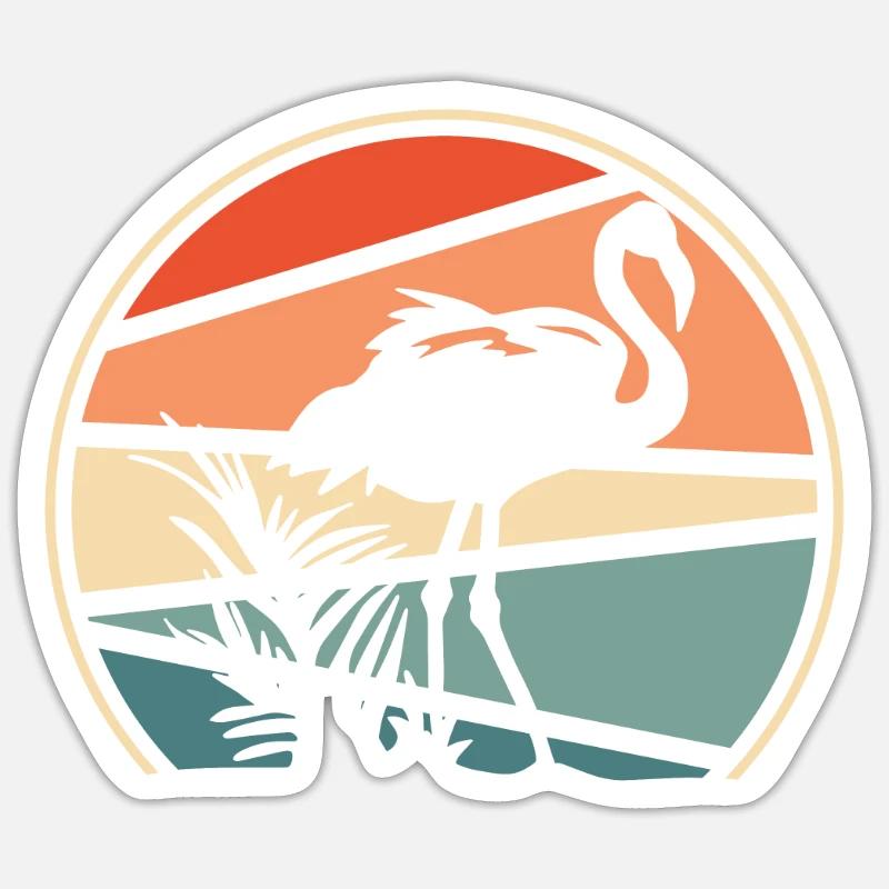 Flamant - Sticker taille S (10 x 10 cm) - blanc mat