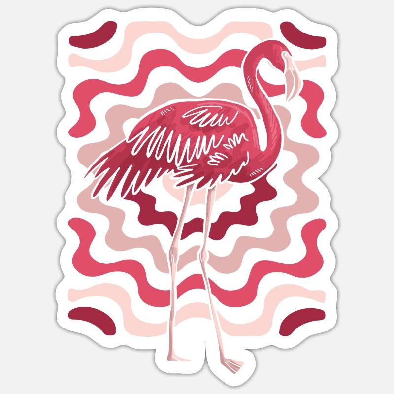 Flamant - Sticker taille S (10 x 10 cm) - blanc mat