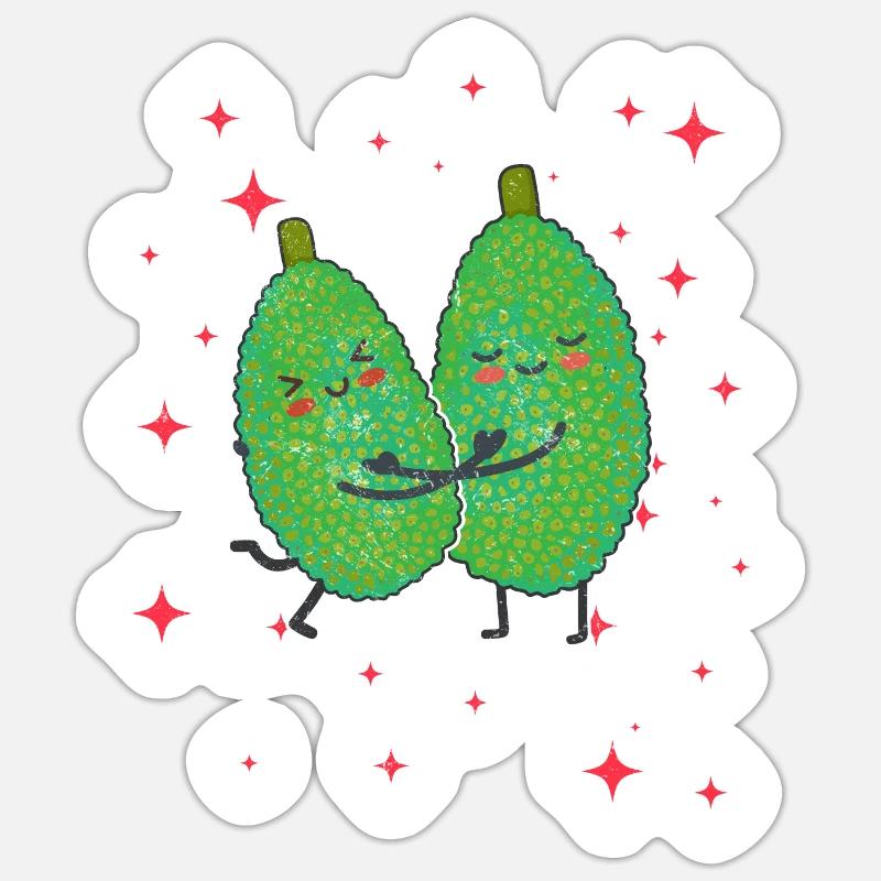 Cute Jackfruit Couple Hugging Jackfruit Lovers Sticker size S (10 x 10 cm)