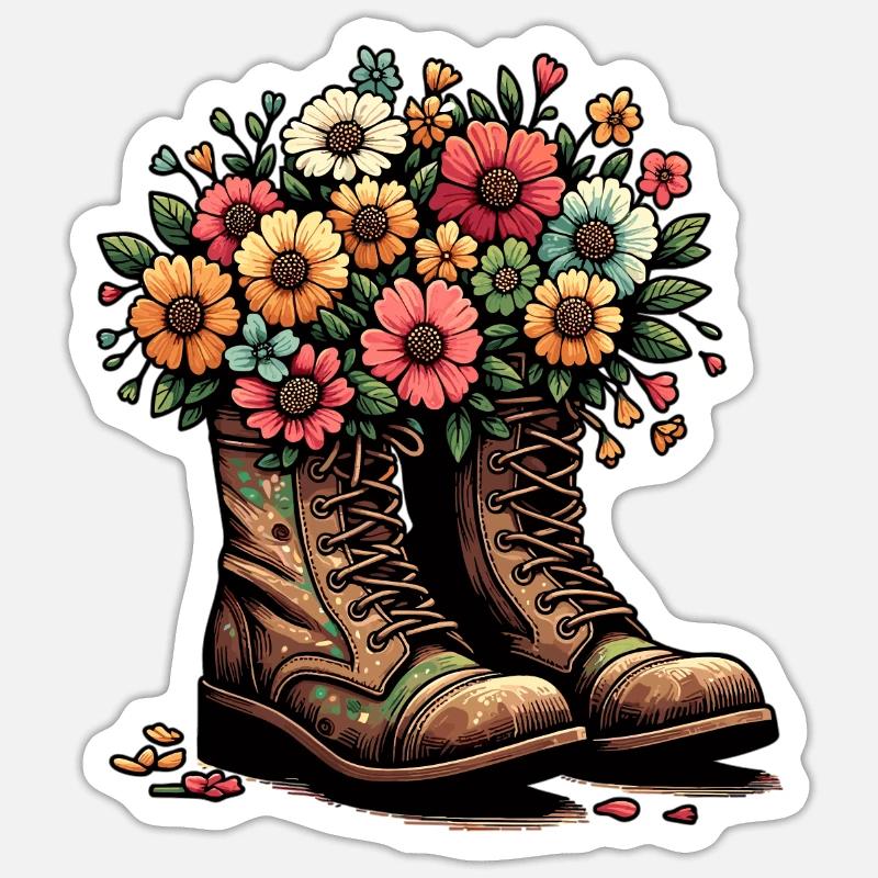 Bottes à fleurs - Blooming Steps Sticker taille S (10 x 10 cm)