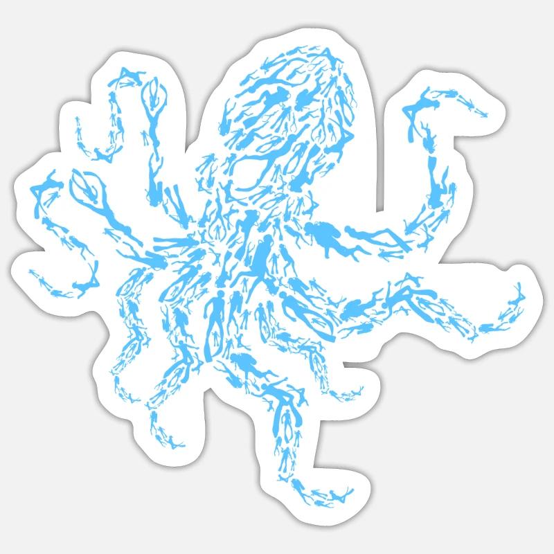 Plongeur Creative Octopus Kraken Plongeurs Sticker taille S (10 x 10 cm)