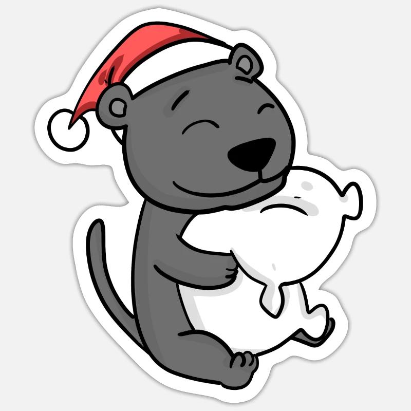 Mignon Fatigué Noël - Sticker taille S (10 x 10 cm) - blanc mat