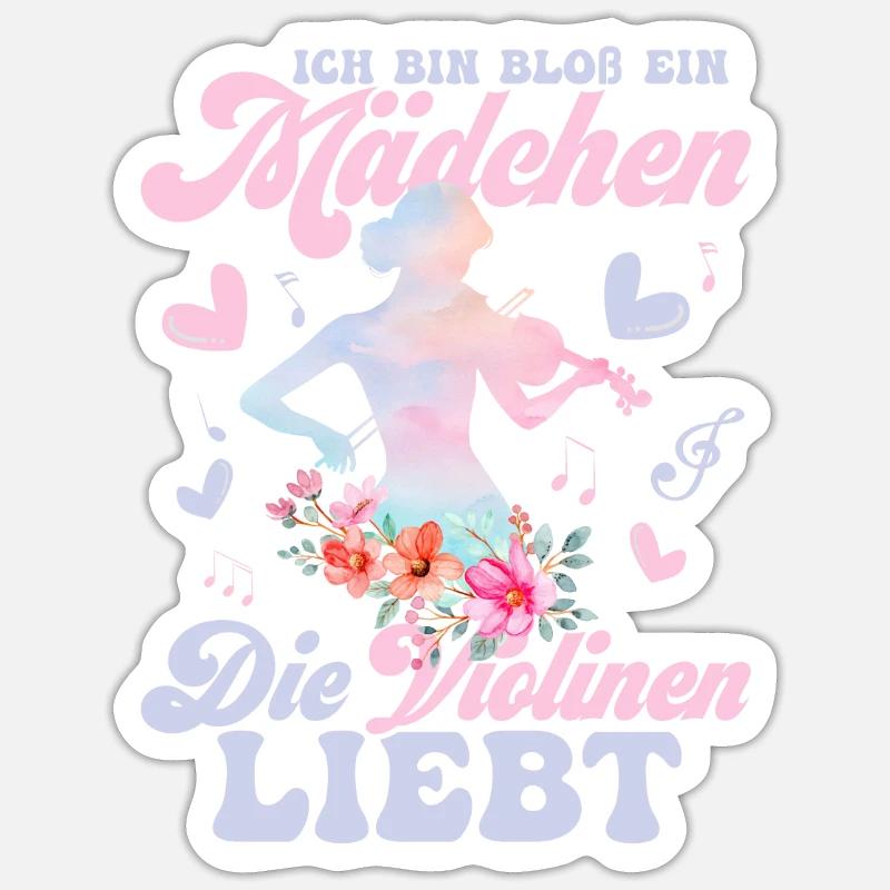 Ich Bin Bloß Ein Mädchen Die Violinen Liebt Klass - Sticker Größe S (10 x 10 cm) - Mattweiß