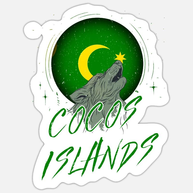 Îles Cocos - Sticker taille S (10 x 10 cm) - blanc mat