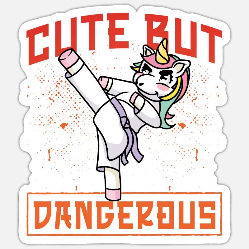 Karate Einhorn Sticker Größe S (10 x 10 cm)