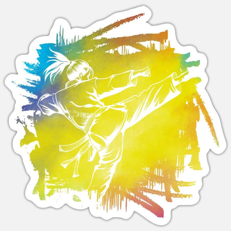 Karaté - Sticker taille S (10 x 10 cm) - blanc mat