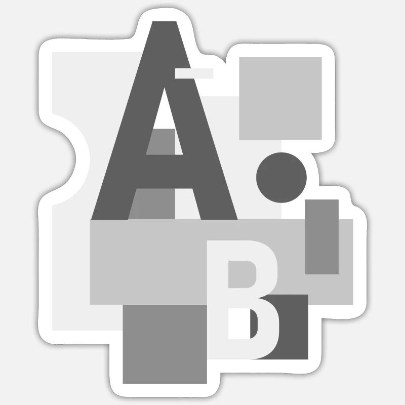 Abstraktes Bild mit Buchstaben A und B Sticker Größe S (10 x 10 cm)
