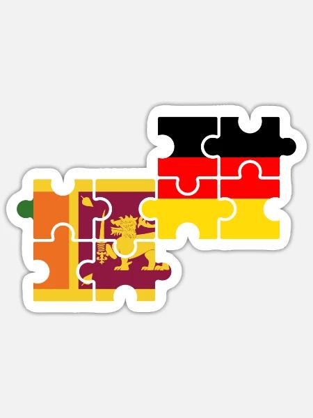 Sri Lanka Deutschland Flagge Deutsch Sri Lanker - Sticker Größe S (10 x 10 cm) - Mattweiß