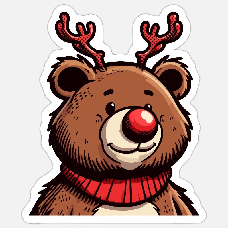 Ours de Noël - Sticker taille S (10 x 10 cm) - blanc mat
