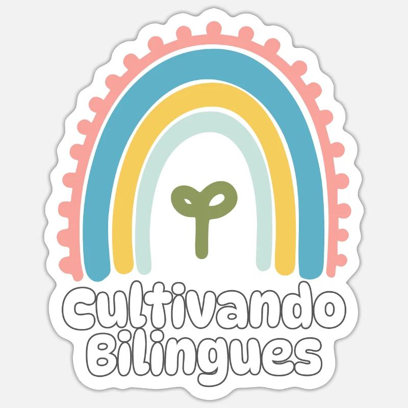 Cultivando Bilingües Spanischlehrer Bekleidung - Sticker Größe S (10 x 10 cm) - Mattweiß
