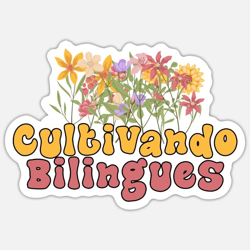 Cultivando Bilingües Spanischlehrer Bekleidung - Sticker Größe S (10 x 10 cm) - Mattweiß