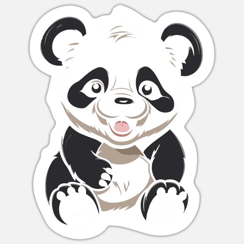Big Panda Panda Ours Souriant - Sticker taille S (10 x 10 cm) - blanc mat