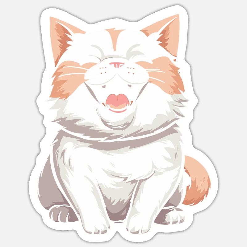 Chat souriant - Sticker taille S (10 x 10 cm) - blanc mat