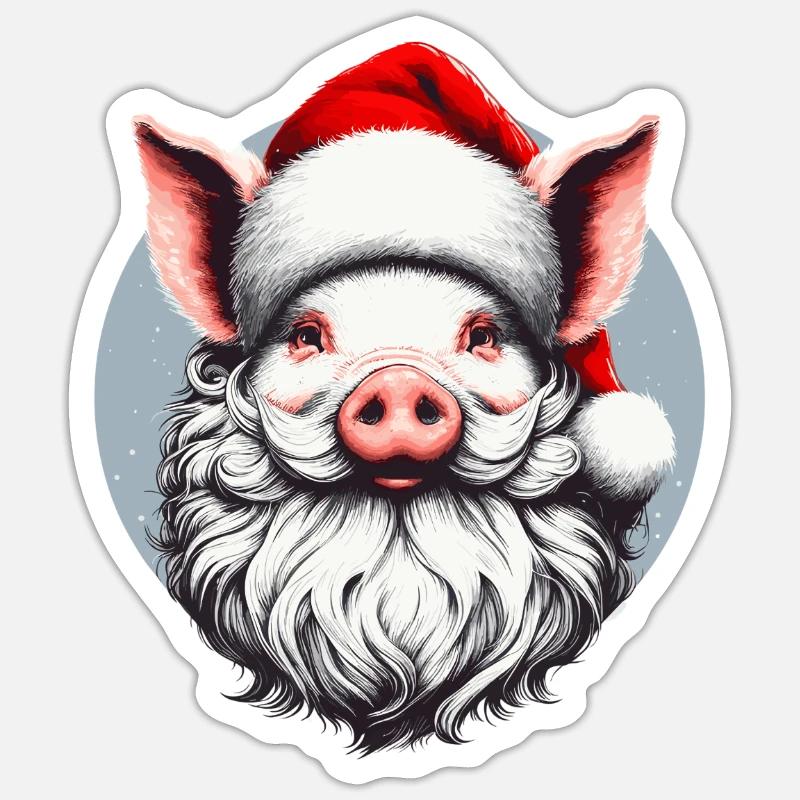Weihnachtspullover-Design: Schwein als Weihnachtsmann - Weihnachten Sticker Größe S (10 x 10 cm)