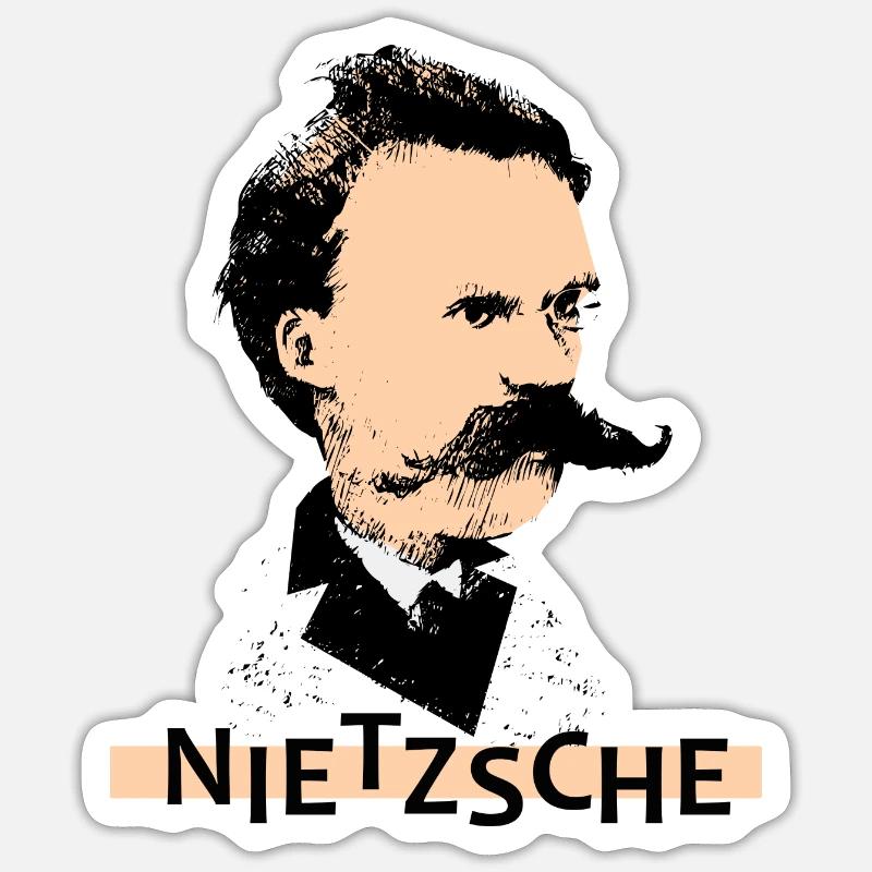Nietzsche - Sticker taille S (10 x 10 cm) - blanc mat
