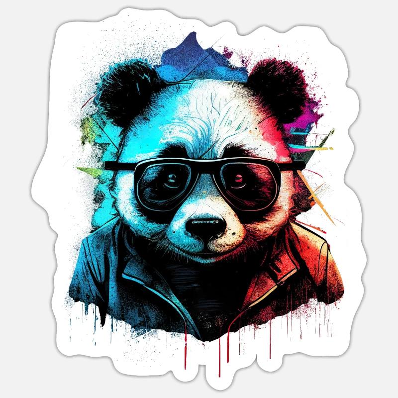 Futuristic panda - Sticker size S (10 x 10 cm) - white matte