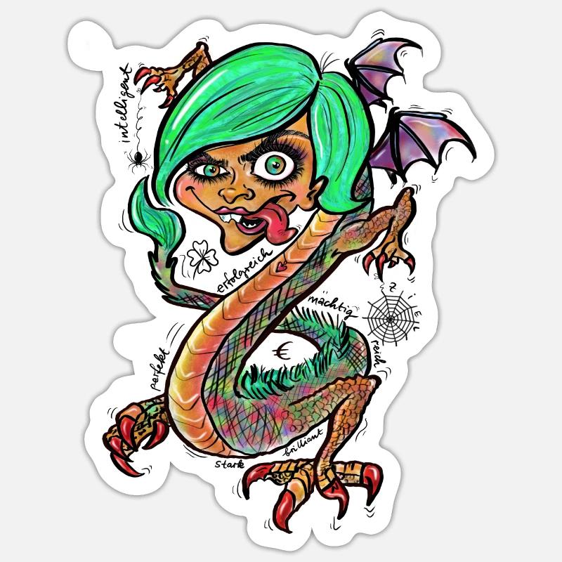 Drache 8 Unendlichkeit - Sticker Größe S (10 x 10 cm) - Mattweiß