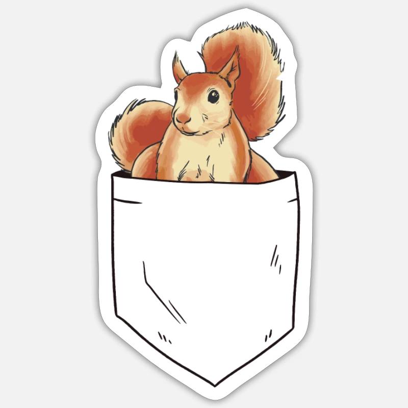 Eichhörnchen in Brusttasche - Sticker Größe S (10 x 10 cm) - Mattweiß