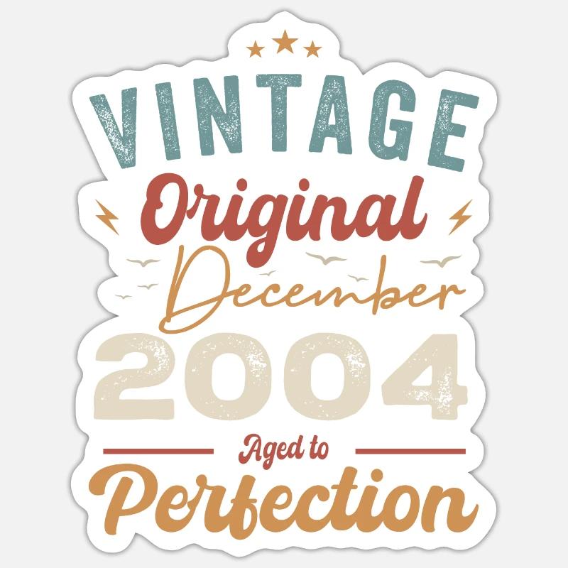 Vintage Geburtstag - Dezember 2004 - Geschenkidee Sticker Größe S (10 x 10 cm)
