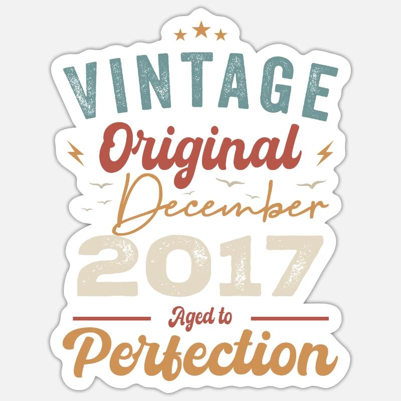 Vintage Geburtstag - Dezember 2017 - Geschenkidee Sticker Größe S (10 x 10 cm)