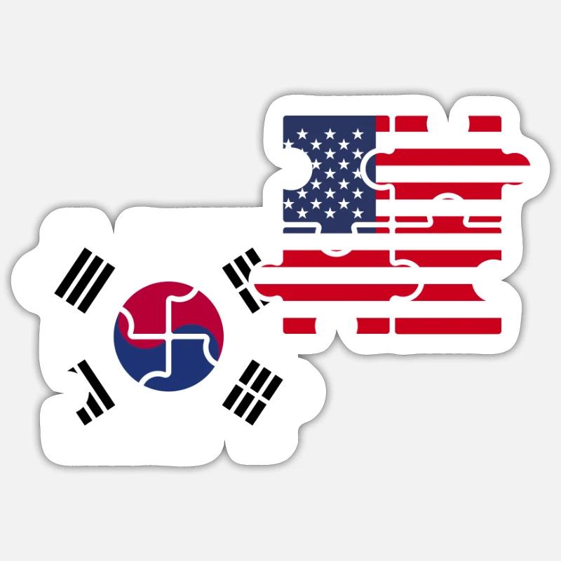 Corée du Sud, États-Unis, drapeau, Américain, Coréen Sticker taille S (10 x 10 cm)