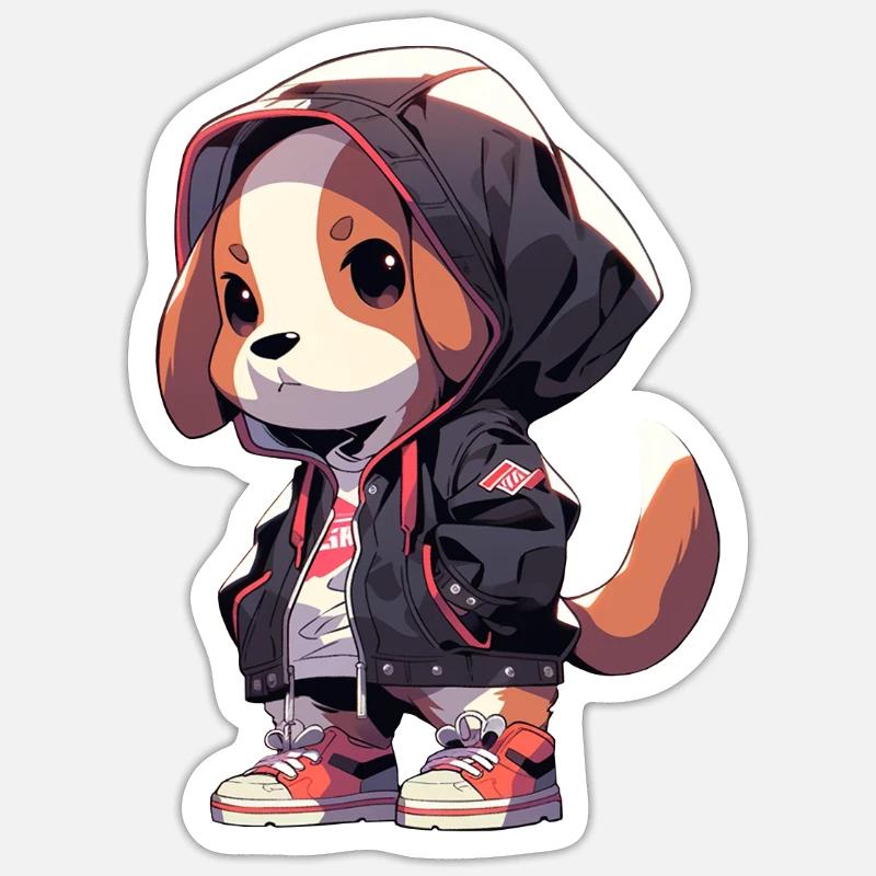 Beagle Hund - Sticker Größe S (10 x 10 cm) - Mattweiß