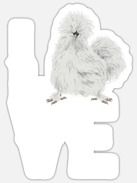 Seidenhuhn Silkie Chicken - Sticker Größe S (10 x 10 cm) - Mattweiß