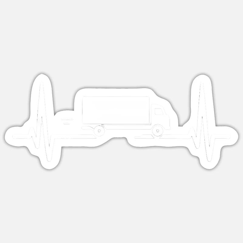 Trucker Herzfrequenz Geschenk - Sticker Größe S (10 x 10 cm) - Mattweiß