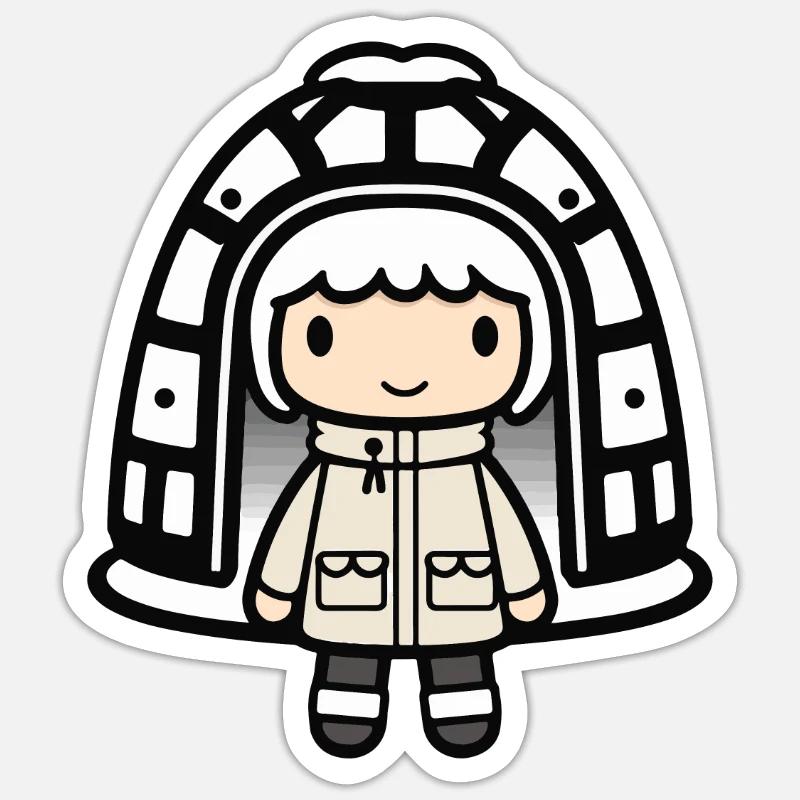 Winter Eskimo Igloo Cute - Sticker size S (10 x 10 cm) - white matte
