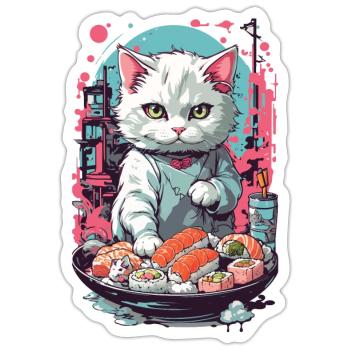 Gothic Pastel Sushi Cat Aesthetic Style - Sticker size S (10 x 10 cm) - white matte - Front