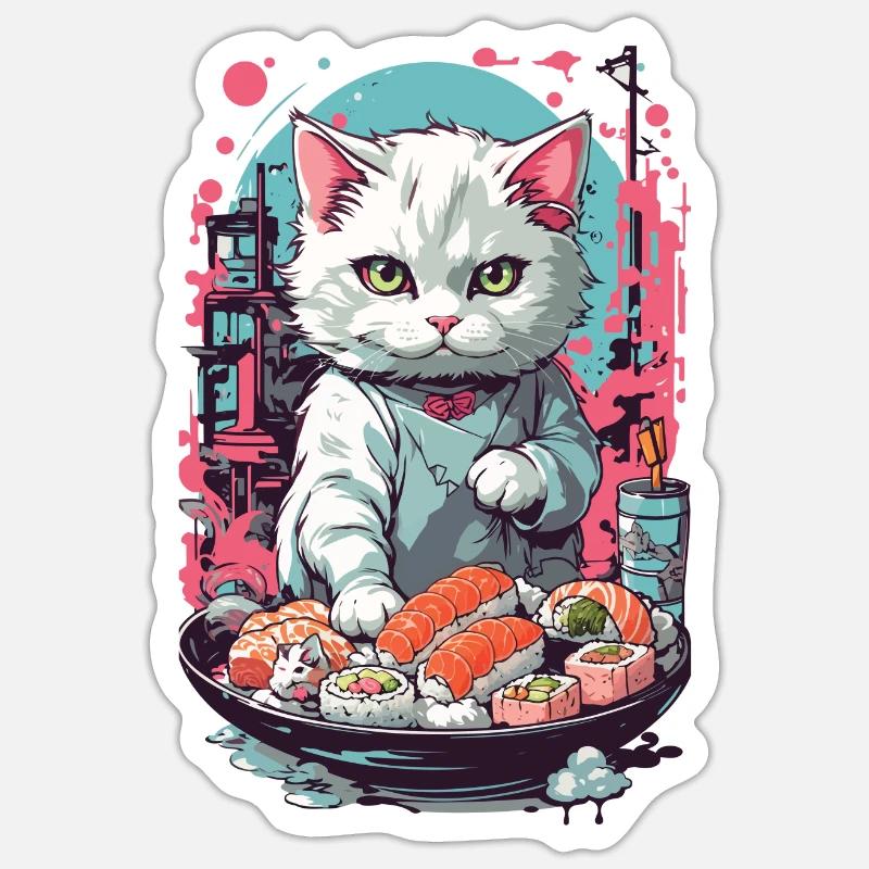 Style esthétique de chat Sushi Pastel gothique Sticker taille S (10 x 10 cm)