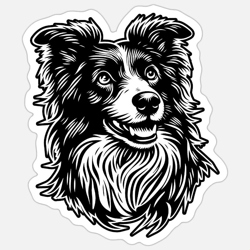 Border Collie - Sticker Größe S (10 x 10 cm) - Mattweiß