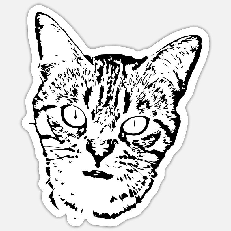 Schwarze Katze Katze Süßes Kätzchen Weihnachtsgeschenk - Sticker Größe S (10 x 10 cm) - Mattweiß